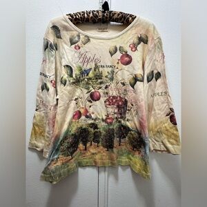 Y2K Studio Gem long-sleeve tee vintage-style fruit and harvest landscape XXL